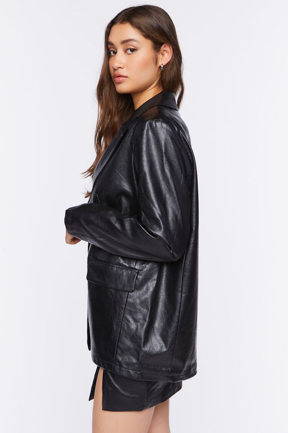 Faux Leather Blazer